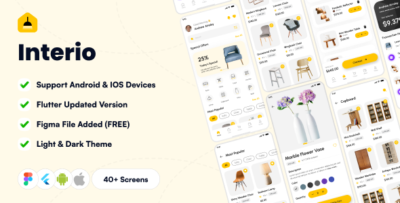interio – furniture ecommerce app template flutter ui figma free