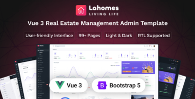 lahomes vue 3 real estate management admin dashboard