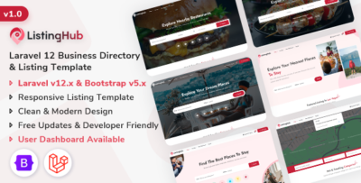 listinghub laravel 12 business directory listing template