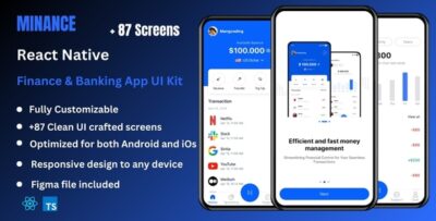 minance finance bank management react native expo app ui kit