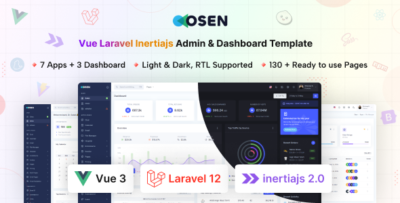 osen vue js laravel inertia js admin dashboard template
