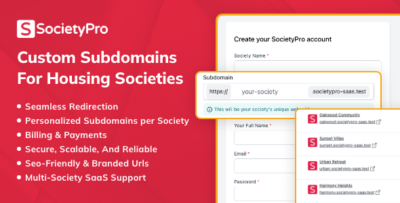 subdomain module for societypro saas