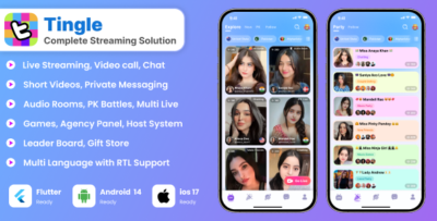 tingle live streaming pk battle audio room games agency source code poppo clone android ios