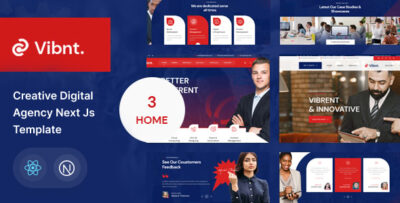 vibnt creative digital agency react next js template