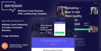 waybinar webinar event business html landing page template