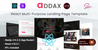 addax react nextjs 14 landing page template collection
