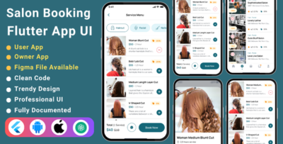 ai barber salon appointment booking flutter app ui kit user app owner app saloon booking