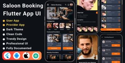ai powered saloon appointment booking flutter app ui kit user app provider app salon app ui