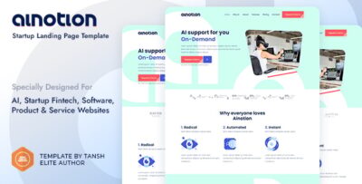 ainotion startup landing page template