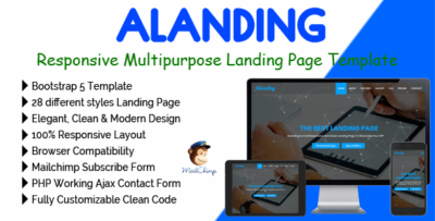 alanding responsive multipurpose landing page template
