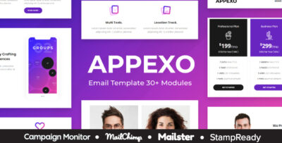 appexo app responsive email template mailster stampready builder mailchimp editor