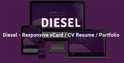 diesel responsive vcard cv resume portfolio