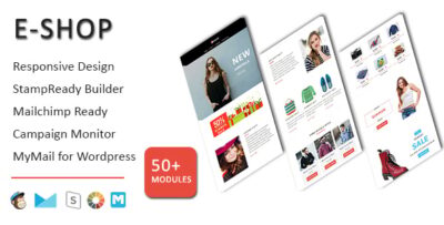 e shop ecommerce responsive email template with stampready builder access