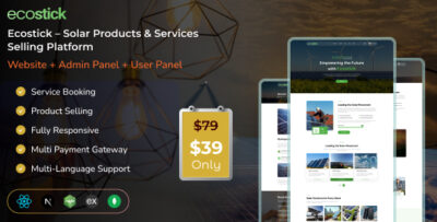 ecostick – solar products services selling platform website admin user panel mern