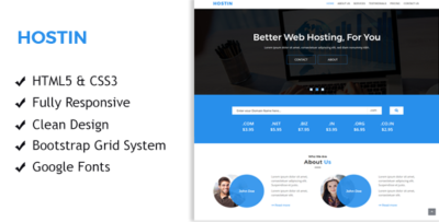 hostin one page responsive hosting template