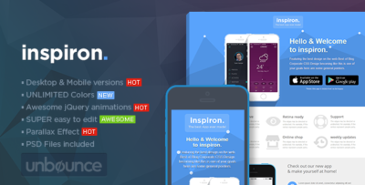 inspiron unbounce landing page templates bundle