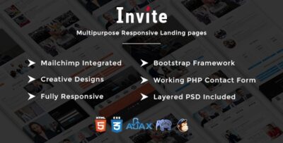 invite multipurpose responsive html landing pages