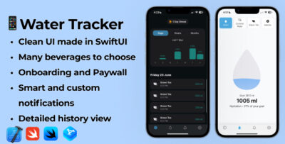 ios 17 swift hydration tracker app water intake app with subscriptions
