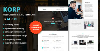 korp multipurpose responsive email template with online stampready mailchimp builders