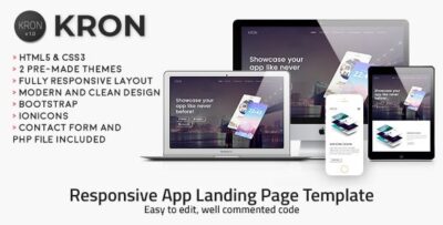 kron responsive htmlcss app landing page template