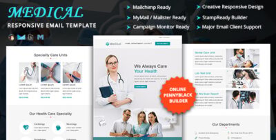 medical multipurpose responsive email template with online stampready mailchimp builders