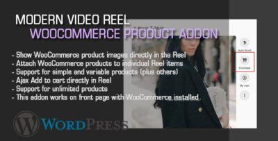 modern video reel woocommerce product addon