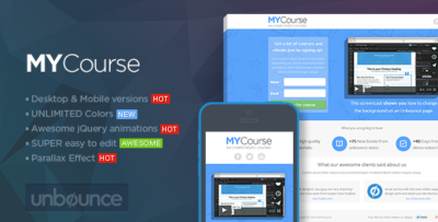 mycourse unbounce ecourse landing page template