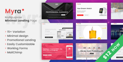 myra multipurpose minimal landing page template