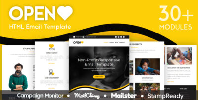 open heart responsive email for non profit 30 modules stampready builder mailster mailchimp 1