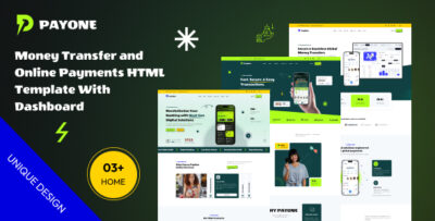 payone money transfer online payments html template with dashboard