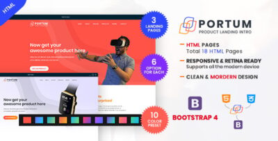 portum single product landing intro page html template