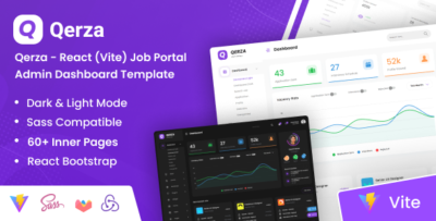qerza react vite job portal admin dashboard template