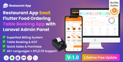 restaurant app saas food ordering table booking app with laravel admin panel