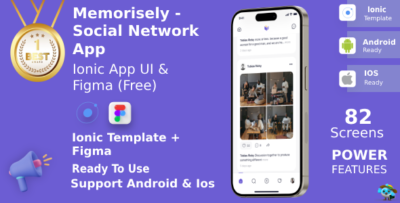 social network app android ios figma ui kit ionic life time update memorisely
