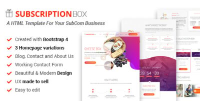 subscription box a landing page template for your subcom business responsive bootstrap 4