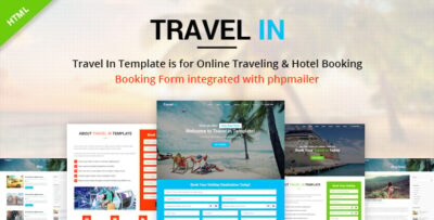 travel in – tour hotel air tickets landing html template