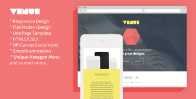venue creative and flat responsive landing page