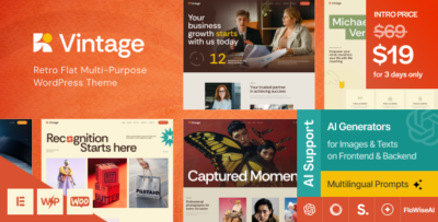 vintage retro flat multi purpose wordpress theme
