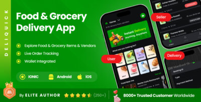 6 app template multi vendor food grocery delivery app supermarket app ionic 8 deliquick