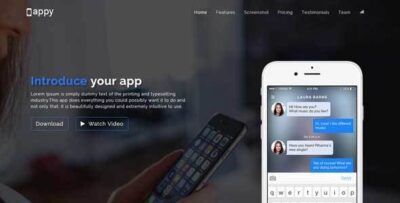 appy app landing page html