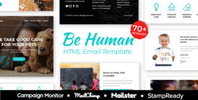 behuman multipurpose responsive email for non profit stampready builder mailster mailchimp