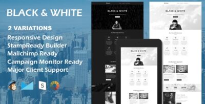 black white multipurpose responsive email template