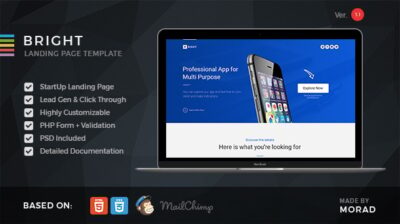 bright apps startup landing page
