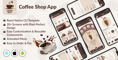coffeebuzz react native template cli ecommerce app for coffee shop android ios ui kit