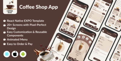 coffeebuzz react native template expo ecommerce app for coffee shop android ios ui kit