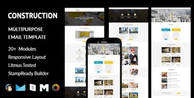 construction responsive email template with stampready builder access