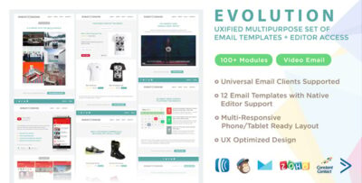 evolution uxified multipurpose set of email templates online editor