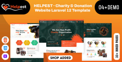 helpest charity donation website laravel 12 template
