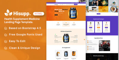 hisupp health supplement medicine landing page template