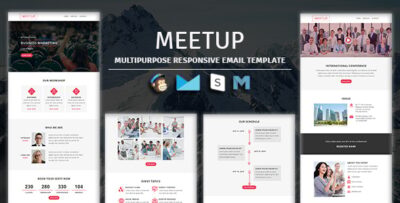 meetup events responsive email template with mailchimp access